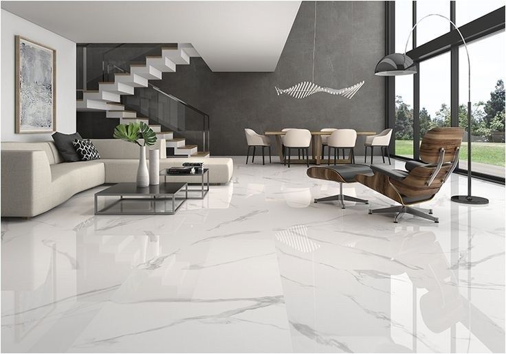White Marble Tiles On Floor